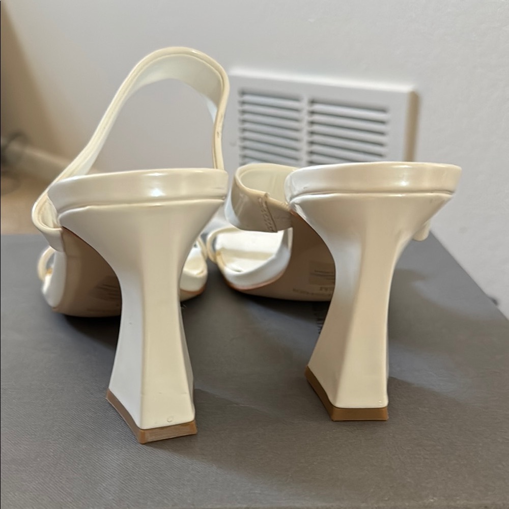 Marc Fisher Cream Block Heel Strappy Heels - Picture 4 of 5